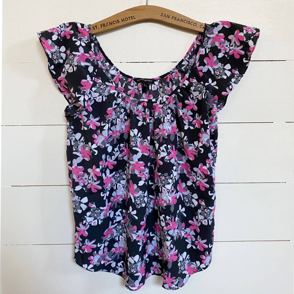 Banana Republic Factory Floral‎ Ruffle Peasant top Blouse - Picture 1 of 10